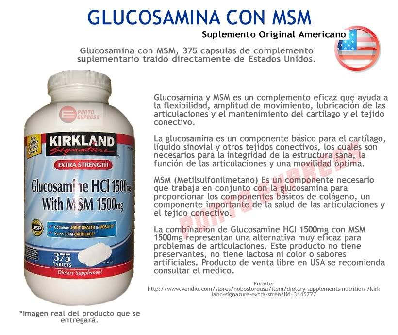 Glucosamina Hci 1500mg Con Msm 1500mg 375 Capsulas Kirkland 64900