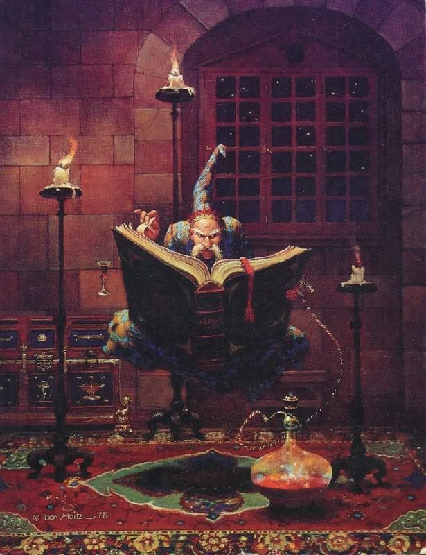 The Wizard and his book of spells. Pictures, Images and Photos