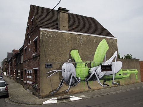  Sauterelle_maiLaLouviere Insects street Art , Paris based Ludo