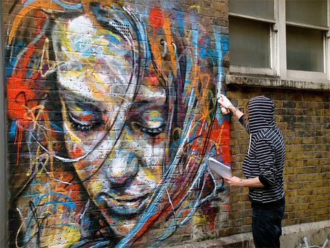 vibrant female portraits street art 