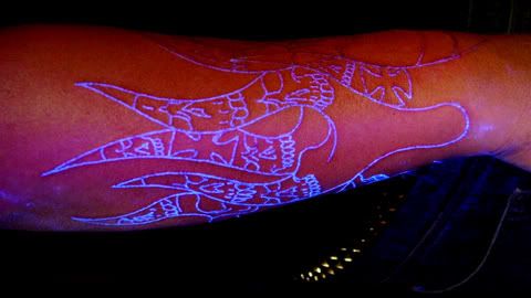 invisible ink tattoo. A UV tattoo becomes visible