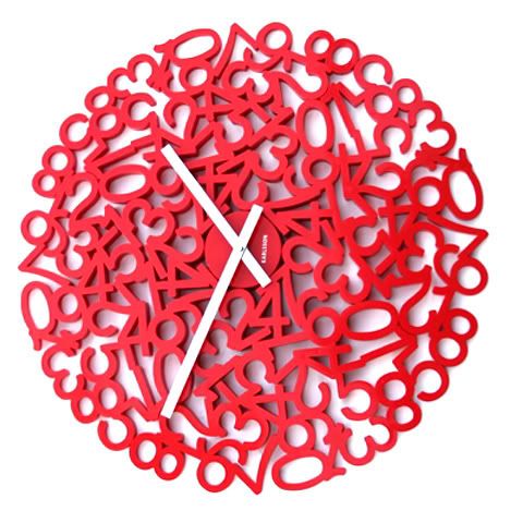 red clock face