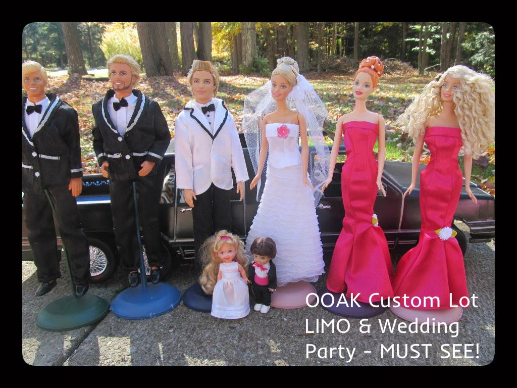 OOAK LOT Wedding Barbie Ken Bridal Party Custom Limousine LIMO Doll