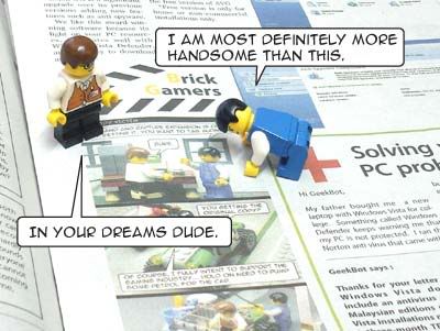 BG minifigs trying to get used to being in the papers
