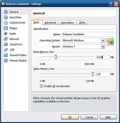 Sun Virtual Box 2 Windows 7 Settings