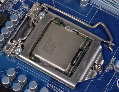 Intel Core i5 processor in LGA 1156 socket on Intel P55 chipset board