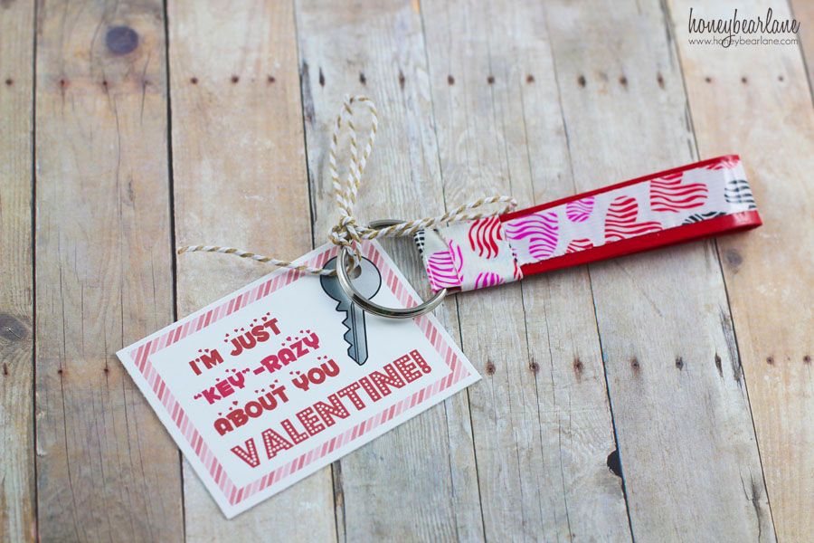 Kids Valentines duck tape keychains