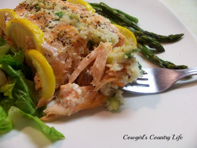 Cowgirl's Country Life: Crab Stuffed Salmon on the Grill